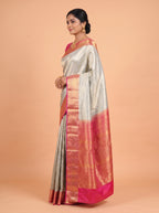 Blue And Rani Pink Gold Zari Woven Silk Saree