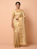 Silver Grey And Antique Gold Zari Woven Silk Saree