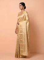 Silver Grey And Antique Gold Zari Woven Silk Saree