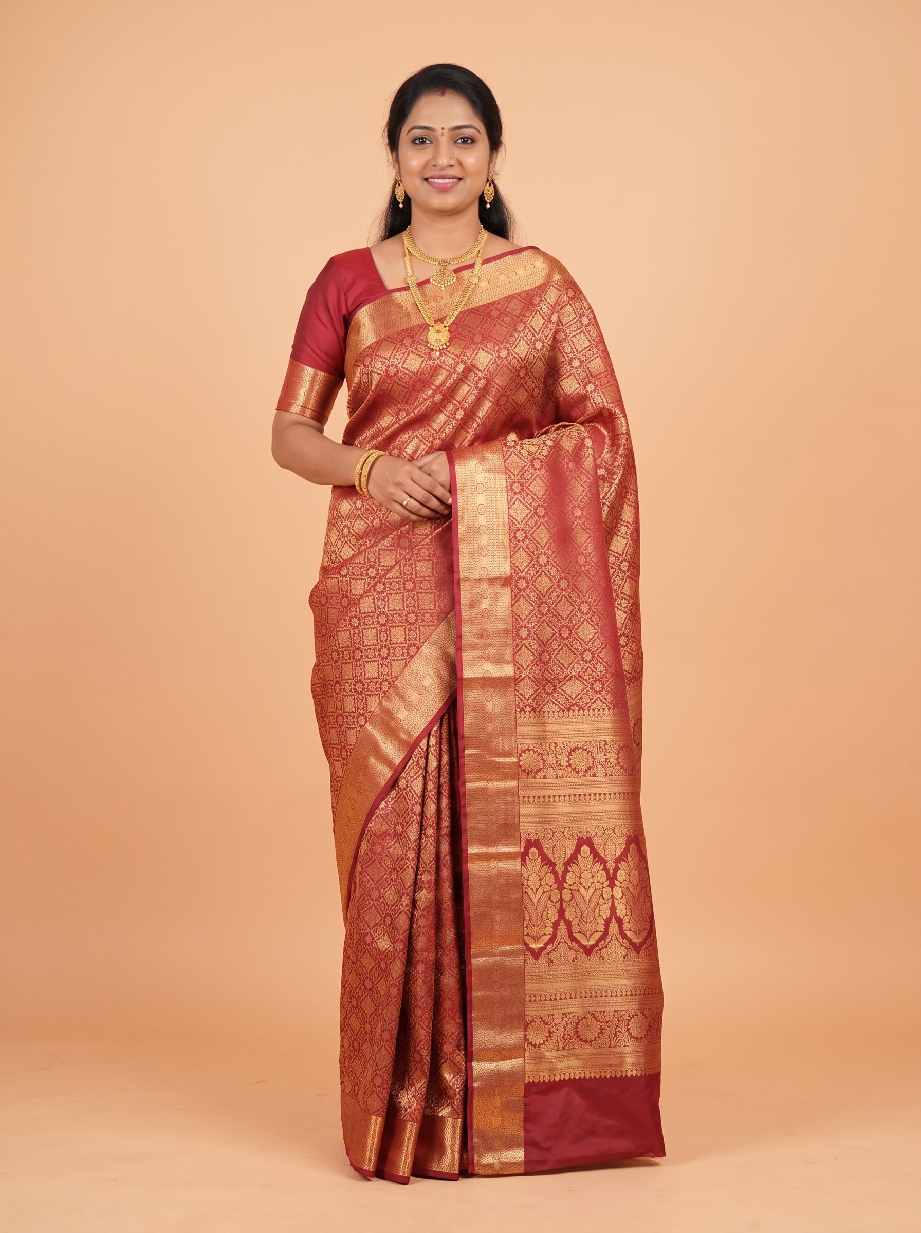 deep-wine-and-antique-gold-zari-woven-silk-saree