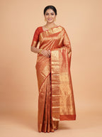 Dusty Rose Pink and Silver Zari Woven Silk Saree