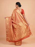 Dusty Rose Pink and Silver Zari Woven Silk Saree