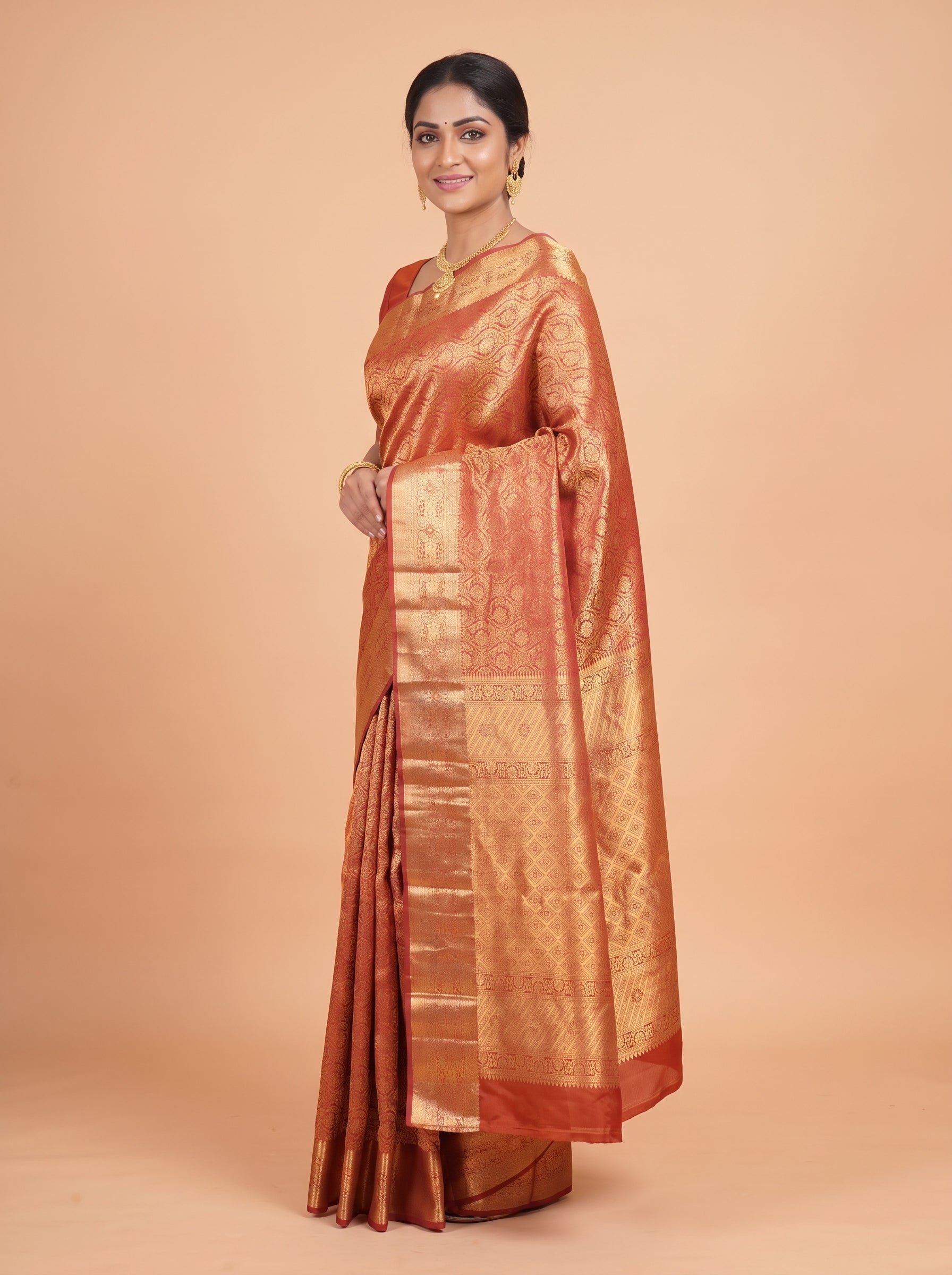 Dusty Rose Pink and Silver Zari Woven Silk Saree