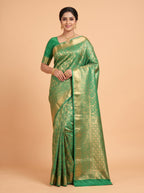 Green and Gold Zari Woven Semi Kanchivaram Silk Saree