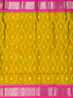 Yellow and Pink Silver Zari Woven Chiniya Silk Saree