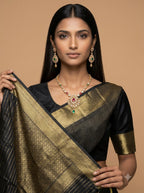 Black Gold Striped Zari Silk Saree