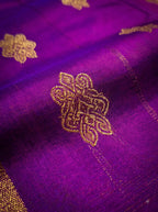 Lavender Purple Silk Saree with Maroon Zari Border