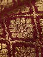 Bright Green and Dark Brown Gold Zari Woven Semi Silk Saree