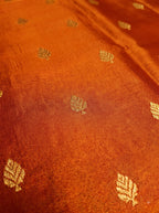 Dusty Rose Silk Saree with Aqua Blue Leaf Zari Border