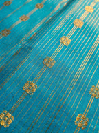 Turquoise Blue Silk Saree with Antique Gold Zari Border