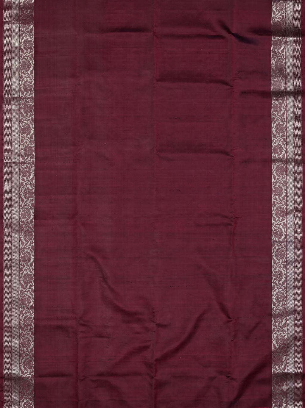 Grey White Maroon Chiniya Silk Silver Zari Geometric Saree