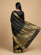 Black Gold Striped Zari Silk Saree