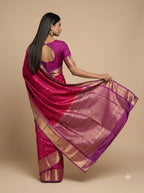 Rani Pink Purple Gold Zari Kanjivaram Silk Saree