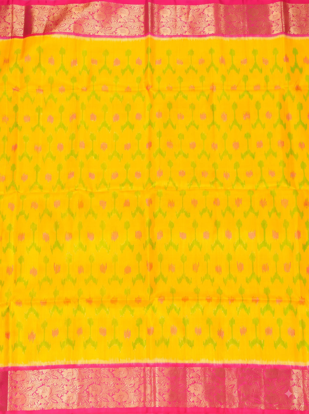 Yellow and Pink Gold Zari Woven Chiniya Silk Saree