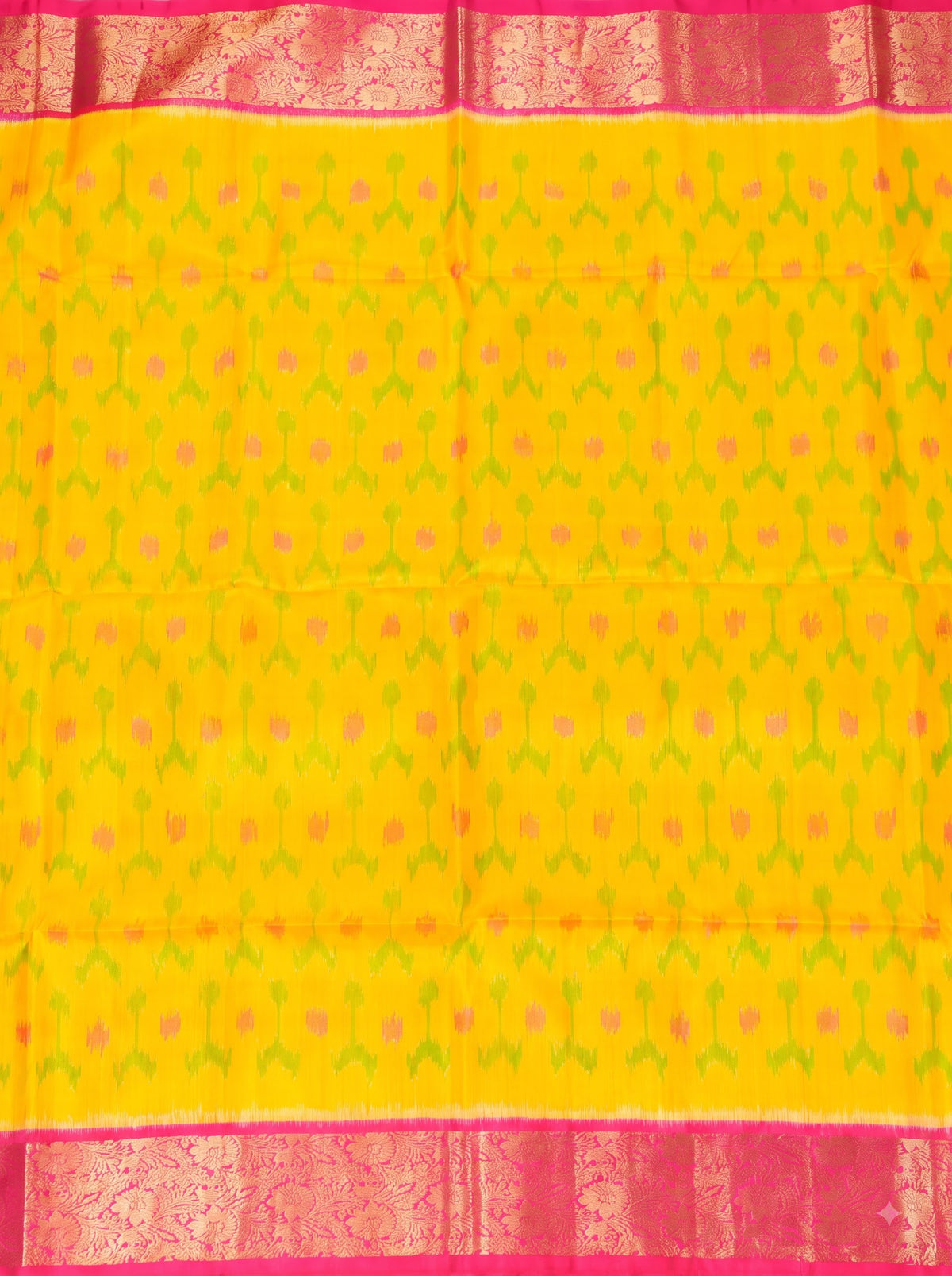 Yellow and Pink Gold Zari Woven Chiniya Silk Saree