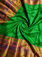 Green Tissue Brocade Saree with Royal Blue Antique Zari Border