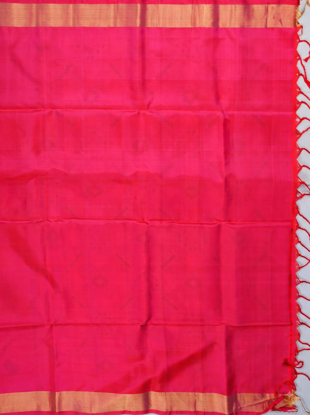 Blue and Pink Gold Zari Woven Chiniya Silk Saree