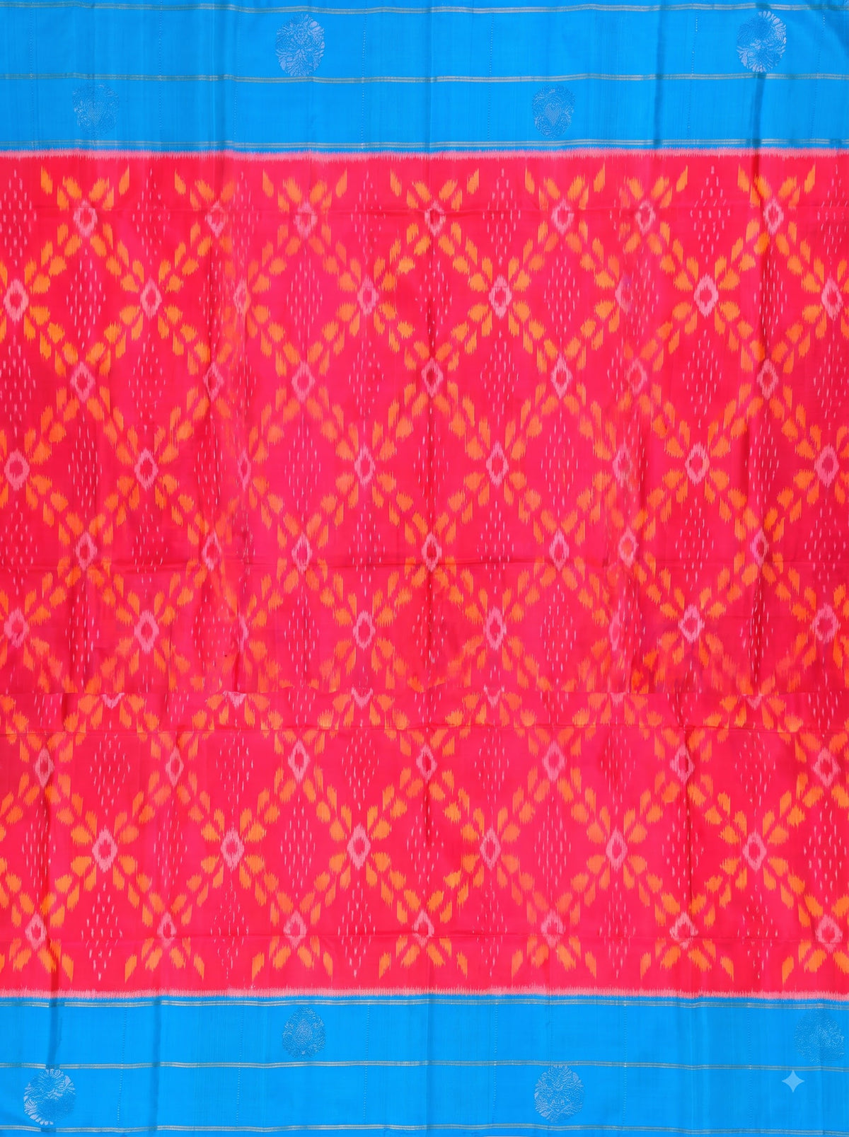 Red Blue Silk Zari Woven Saree.