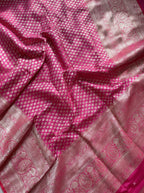 Magenta Tissue Brocade Saree with Silver Zari Paisley Jaal