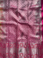 Olive Green Tissue Brocade Saree with Silver Zari Lotus Motifs