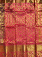 Blue Tissue Brocade Saree with Magenta Zari Scallop Border