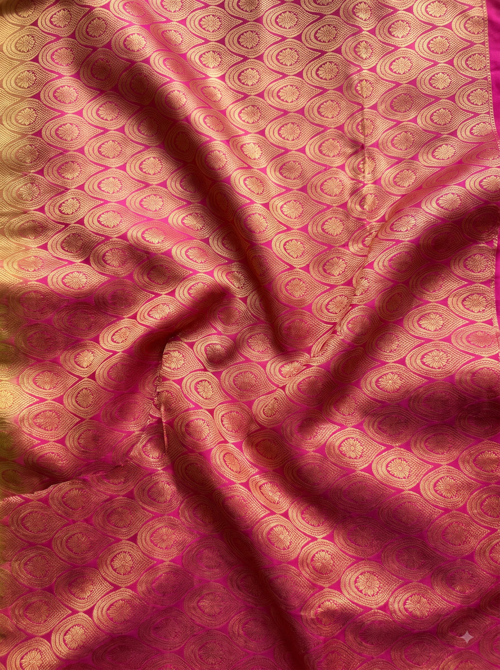 Green Tissue Brocade Saree with Pink Paisley Motifs