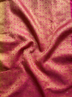 Green Tissue Brocade Saree with Pink Paisley Motifs