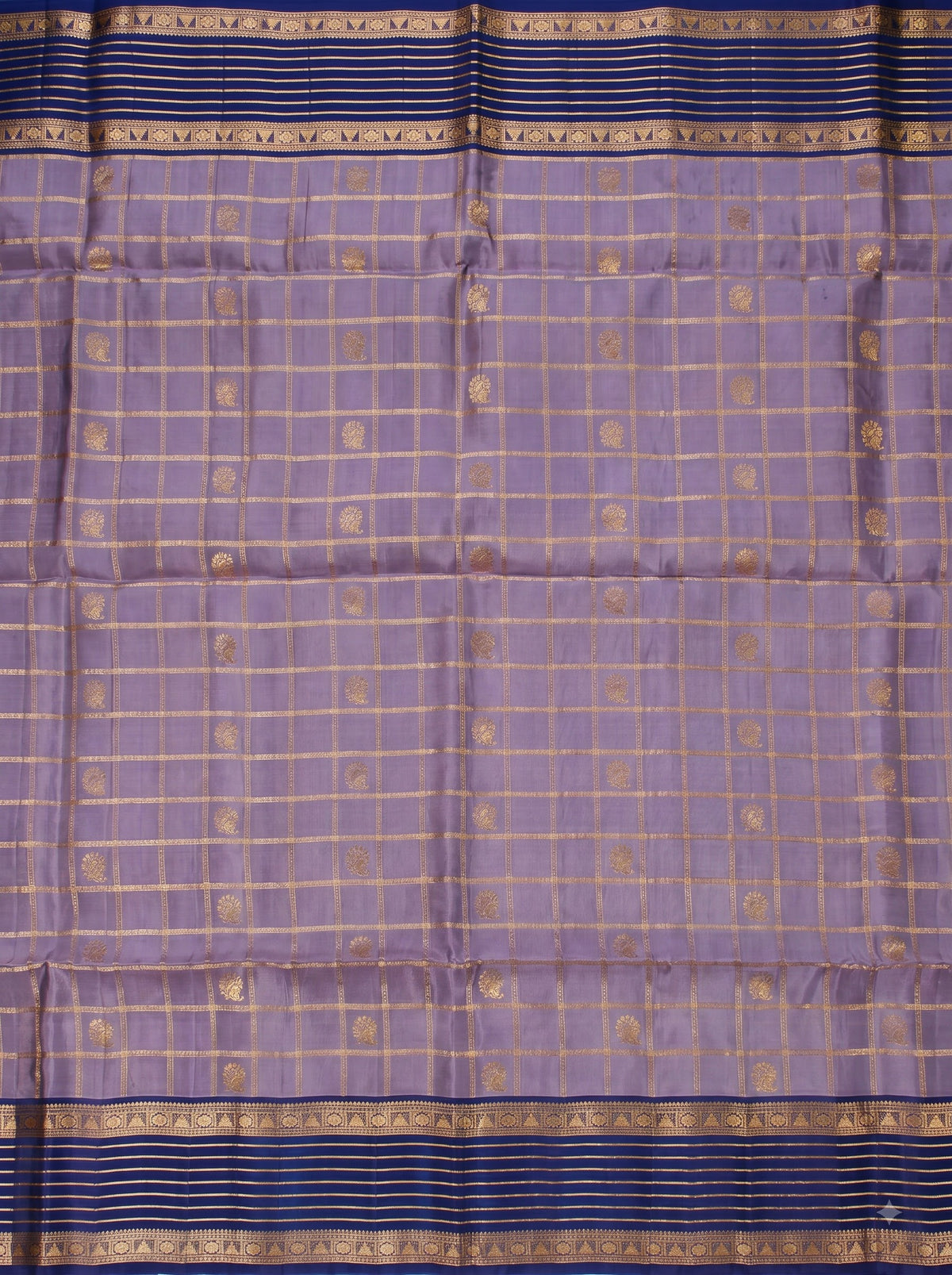 Lavender Purple and Navy Blue Gold Zari Woven Chiniya Silk Saree