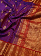 Lavender Purple Silk Saree with Maroon Zari Border
