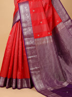 Red Semi Silk with Purple color Border