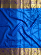 Blue Tissue Brocade Saree with Magenta Zari Scallop Border
