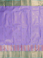 Purple Gold Tissue Brocade Saree with Green Contrast Section and Gold Zari Checks