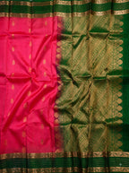 Rani Pink Silk Saree with Emerald Green Zari Border