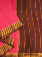 Pink Maroon Gold Zari Silk Saree