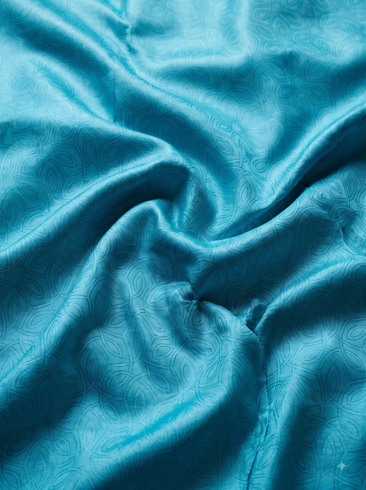 Aqua Blue Silk Saree with Self Woven Geometric Pattern