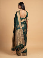 Jade Green Kanjeevaram Silk Saree with Peacock Border