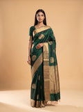 Jade Green Kanjeevaram Silk Saree with Peacock Border
