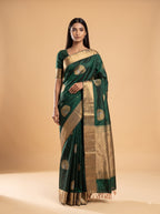Jade Green Kanjeevaram Silk Saree with Peacock Border