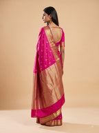 Rani Pink Kanjeevaram Silk Saree with Paisley Zari Border