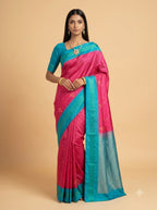 Rani Pink Kanjeevaram Silk Saree with Fine Zari Work