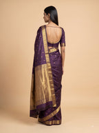 Plum Kanjeevaram Silk Saree with Antique gold Zari