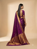Purple Gold Paisley Zari Silk Saree
