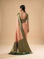 Dual Tone Cream & Yellow color Tissue Saree with Green Border