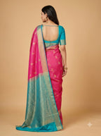 Rani Pink Kanjeevaram Silk Saree with Fine Zari Work