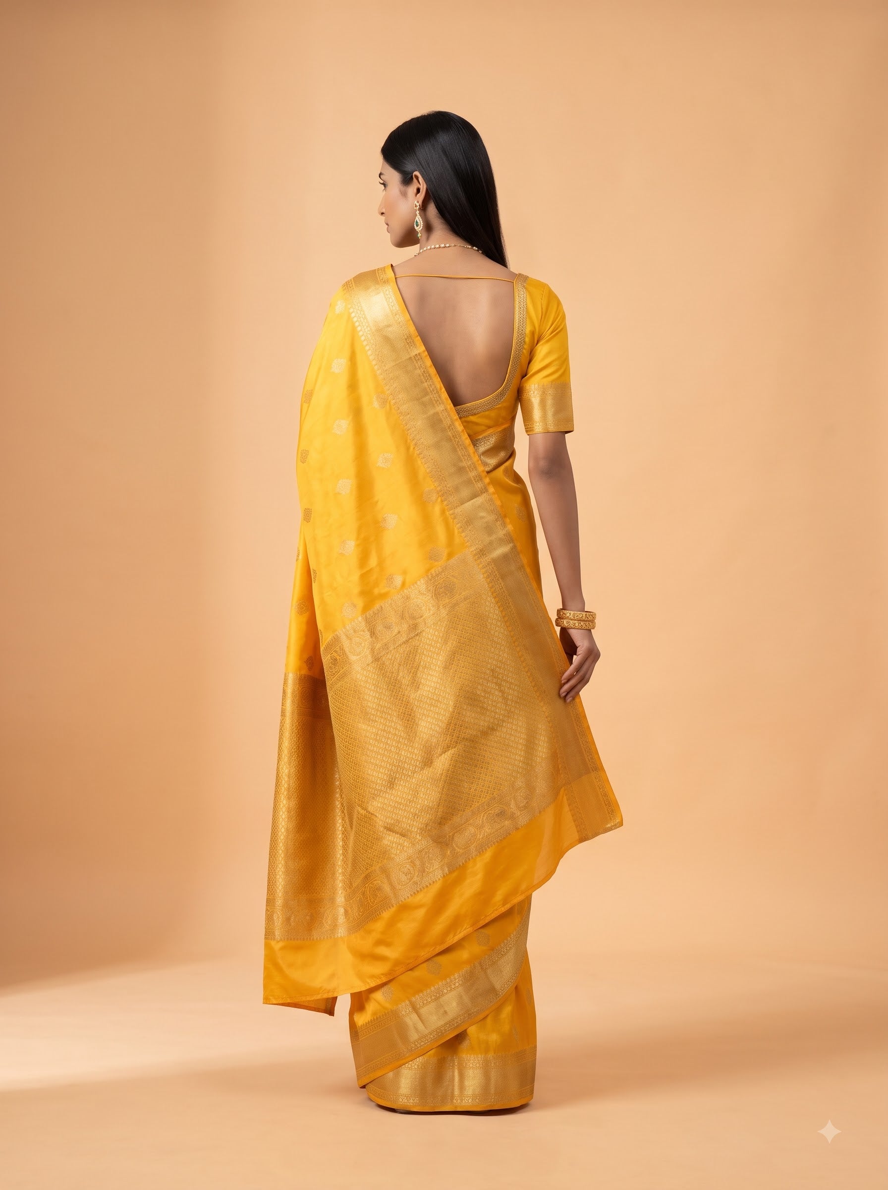 Turmeric Yellow Kanjeevaram Silk Saree with Brocade Border