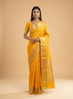 Turmeric Yellow Kanjeevaram Silk Saree with Brocade Border