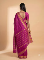 Magenta Purple Gold Zari Silk Saree.