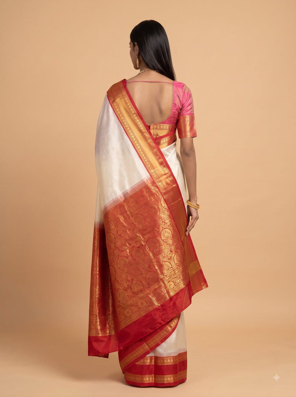 Mint Green Maroon Gold Zari Silk Saree