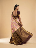 Multicolor Checks Celebrity Purple Silk Saree