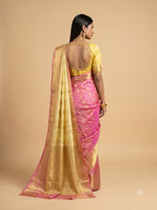 Soft Cream Kanjeevaram Silk Saree with Rose Pink Border